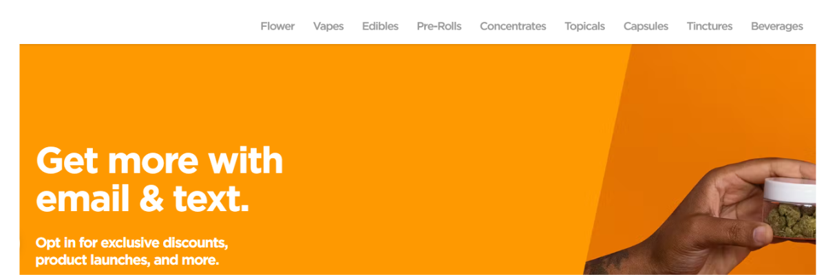 The image of Sunnyside dispensary website